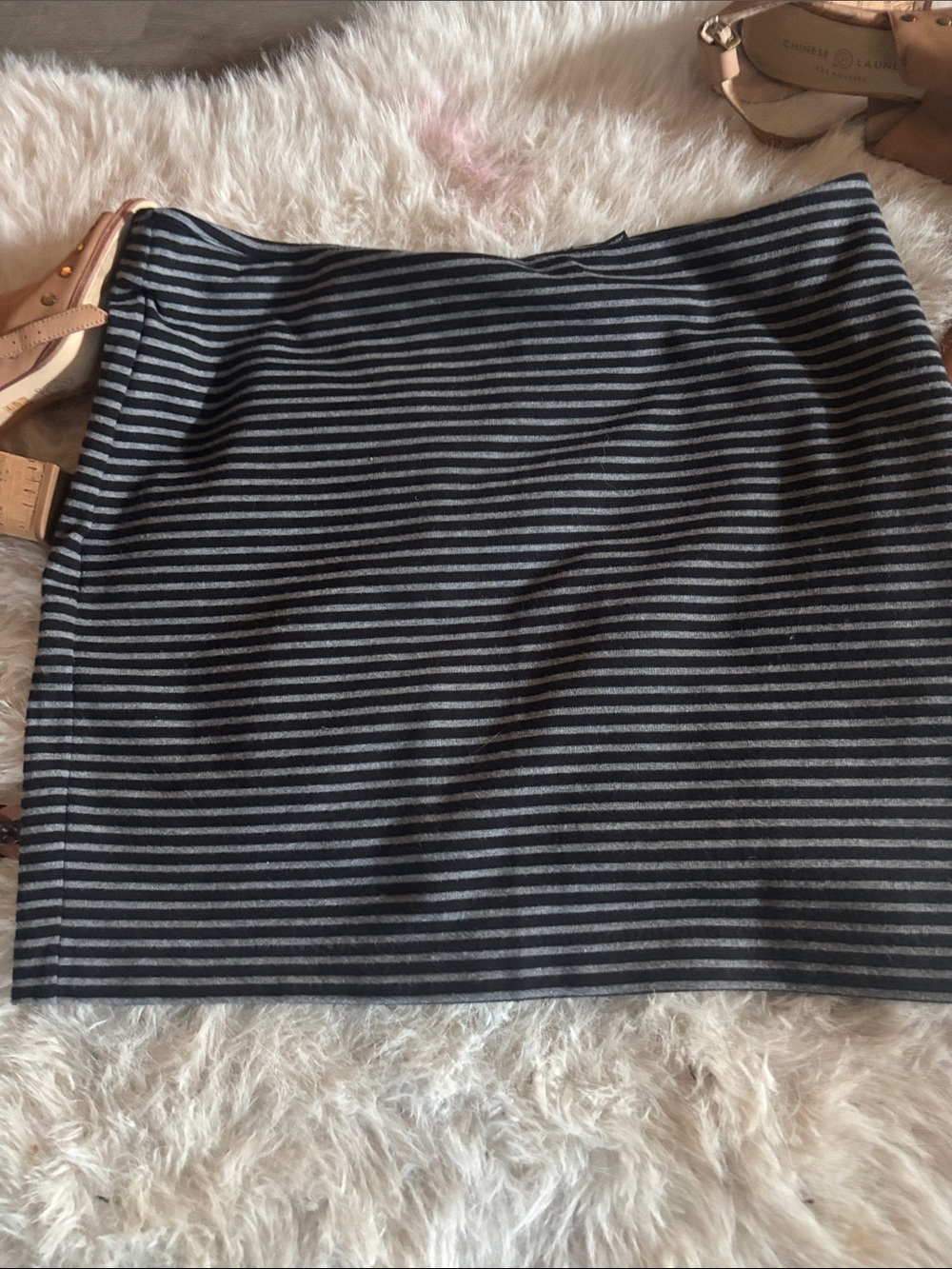 New York & Company Black and Gray Striped Pencil Skirt